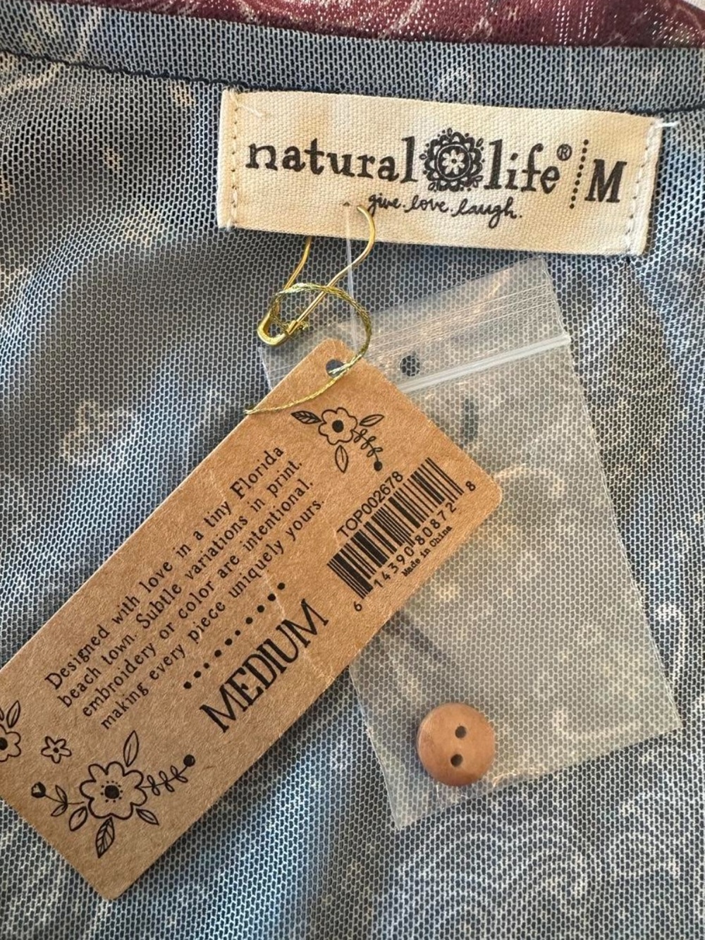 Natural Life Sierra Bandana Paisley Mesh Ruffle Boho Babydoll Button Up Top NWT - Picture 5 of 8